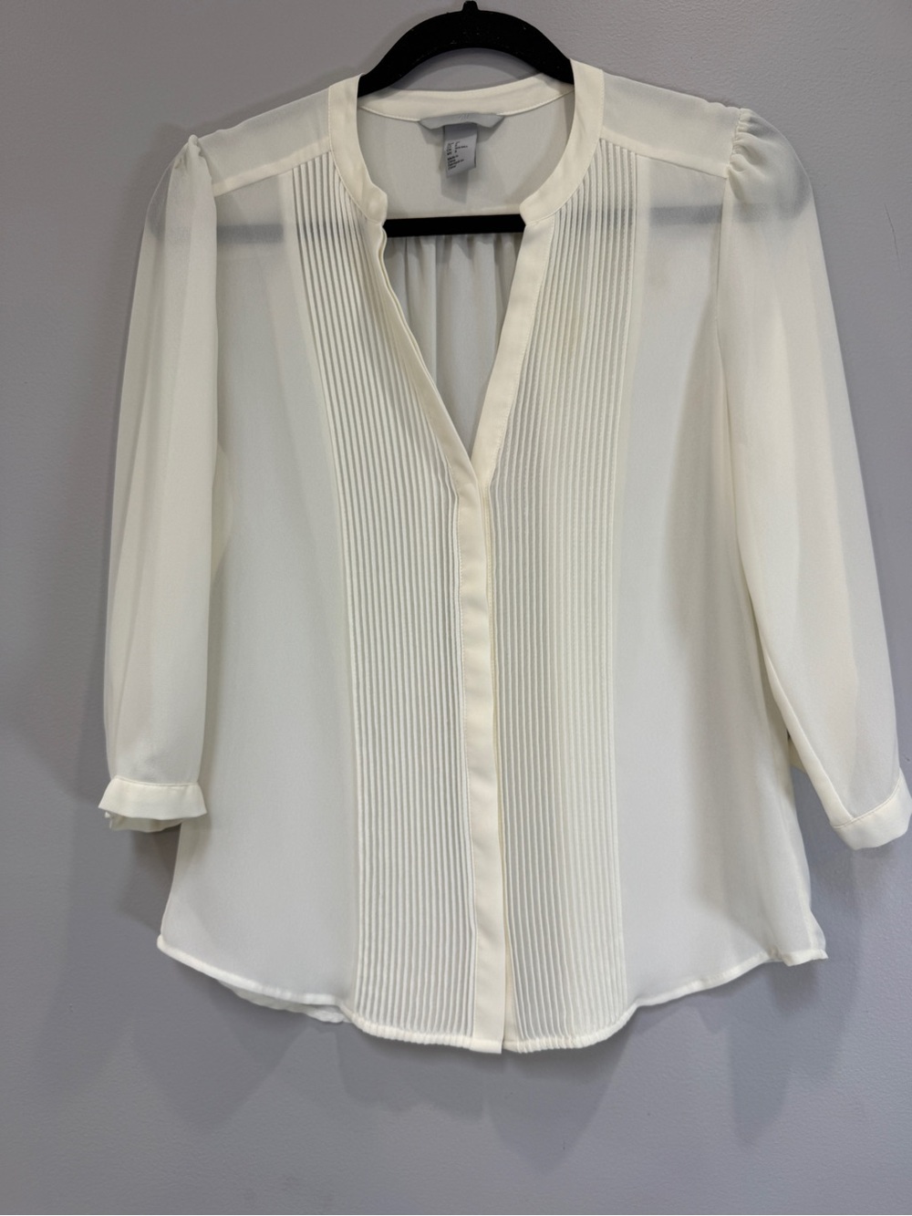 H&M Cream Pintuck Front Blouse